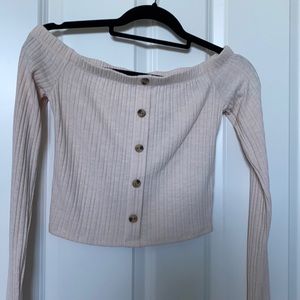 Ribbed off the shoulder crop.